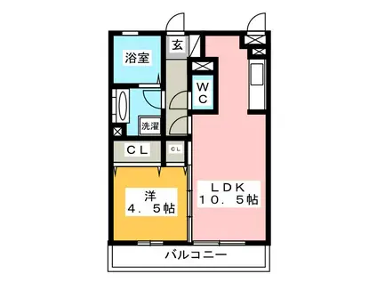 ソレイユ(1LDK/2階)の間取り写真