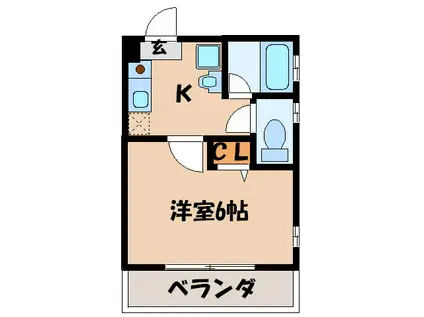 VINE OAK CHIENO(1K/2階)の間取り写真