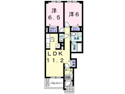 フルール(2LDK/1階)の間取り写真