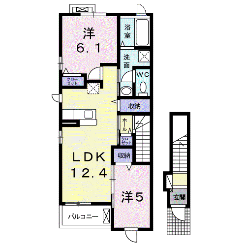 エアリーセレノ I(2LDK/2階)の間取り写真