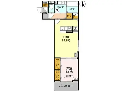 草加市氷川町PJIV A(1LDK/3階)の間取り写真