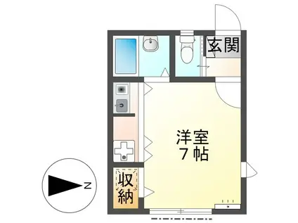 フラットII(ワンルーム/1階)の間取り写真