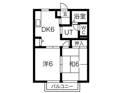 リバーサイド高田A(2DK/2階)の間取り写真