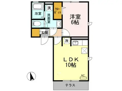 コピス上の原(1LDK/1階)の間取り写真