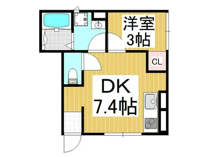 アプリーレ朝陽(1DK/1階)の間取り写真