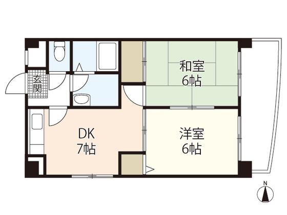 谷本ビル(2DK/2階)の間取り写真