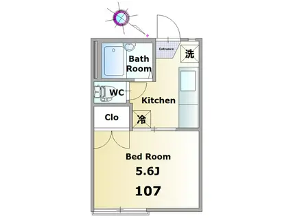 カーサグランデ(1K/1階)の間取り写真