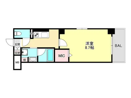 グランビスタ新神戸(1K/2階)の間取り写真