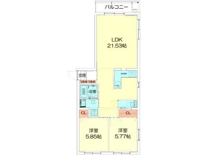 TECHNO-TERRASSE 北綾瀬(2LDK/3階)の間取り写真