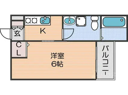 クラスティーネ住吉大社(1K/1階)の間取り写真