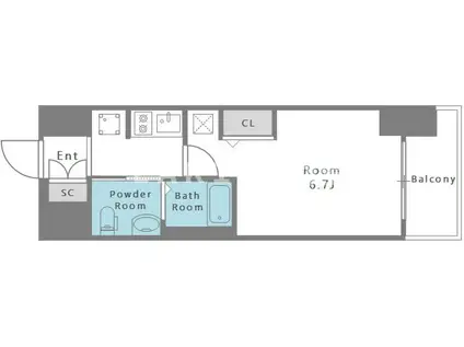 エステムコート阿波座プレミアム(1K/9階)の間取り写真