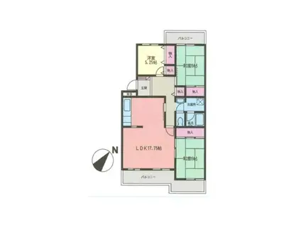 森の里くすのき台団地 1号棟(3LDK/3階)の間取り写真