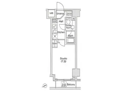 カーサスプレンディット虎ノ門エスト(1K/9階)の間取り写真