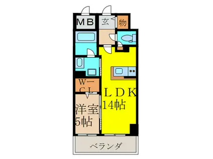 フェリシエ住吉本町(1LDK/1階)の間取り写真