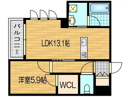 クローネ西院(1LDK/3階)の間取り写真