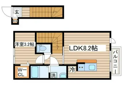 THE ROOM 南仙台駅A(1LDK/2階)の間取り写真