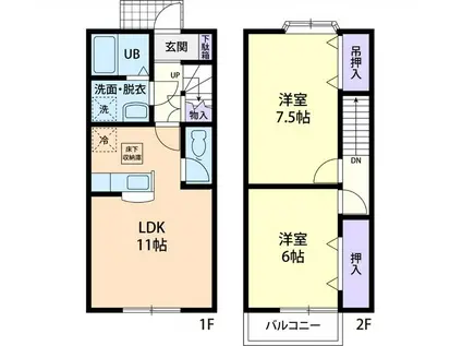 フォンターナ EST・II(2LDK/1階)の間取り写真