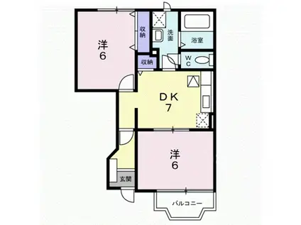 プリムローズ(2DK/1階)の間取り写真