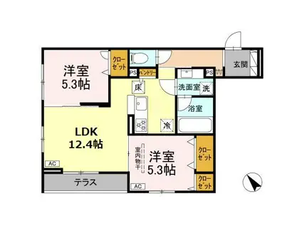シャルムコート(2LDK/1階)の間取り写真