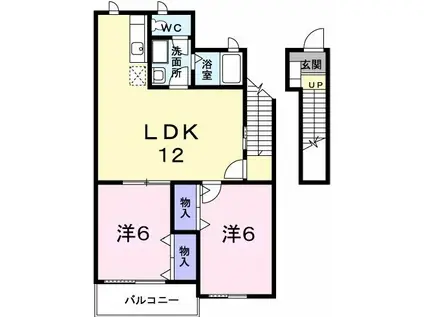 サンクレストール吉岡Y(2LDK/2階)の間取り写真
