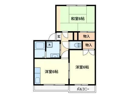 LOVELY ハイツ(2DK/2階)の間取り写真