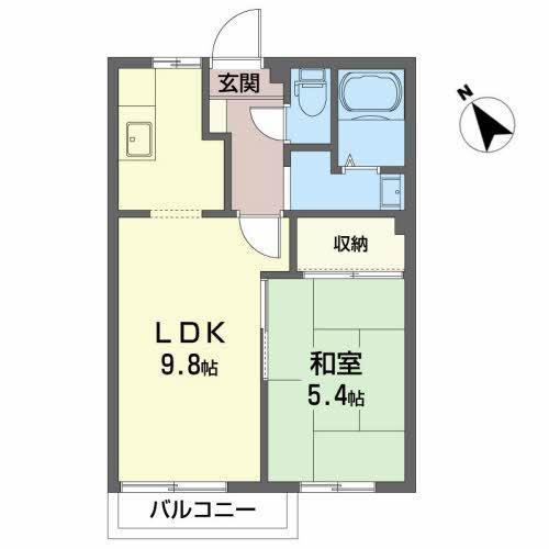 エトワスE(1LDK/2階)の間取り写真