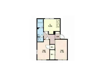 フレグランス牧之郷(2K/1階)の間取り写真