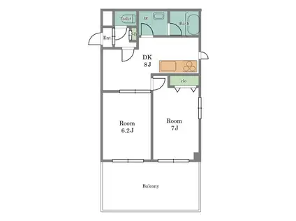 第66シンエイビル(2LDK/5階)の間取り写真