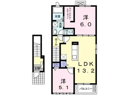 サニーメゾンB(2LDK/2階)の間取り写真
