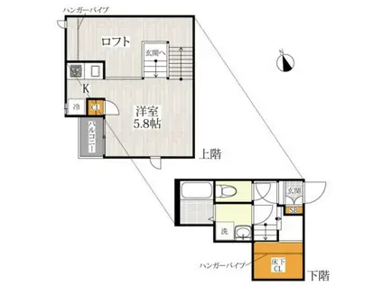 CB箱崎東ミッレ(1K/1階)の間取り写真