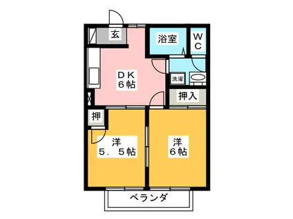 センターコート広見台(2DK/1階)の間取り写真