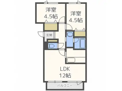 プレステージI(2LDK/2階)の間取り写真
