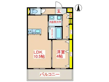 CASACENTRO(1LDK/3階)の間取り写真