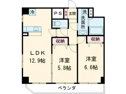 クラティオ(2LDK/2階)の間取り写真