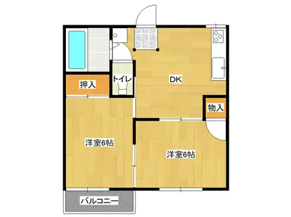 テラスガーデン阿見(2DK/2階)の間取り写真