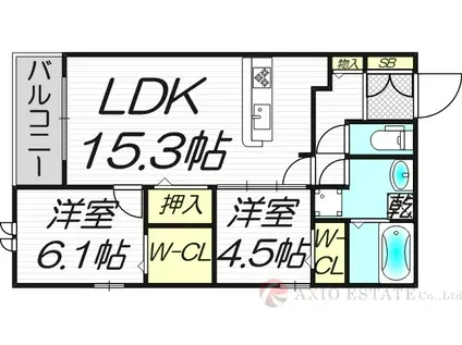 グリーンコート淡路(2LDK/3階)の間取り写真