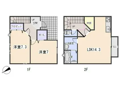 リーブル スティル B棟(2LDK/1階)の間取り写真