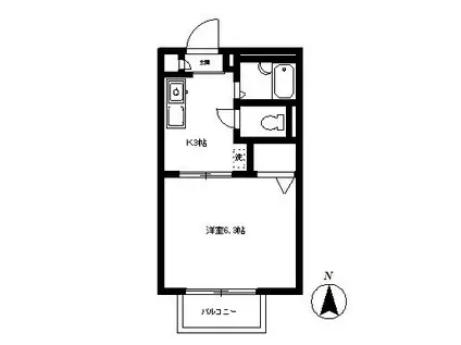 フェアコート I号棟(1K/2階)の間取り写真