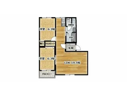 グランエスポワールII(2LDK/3階)の間取り写真