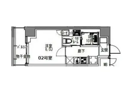 S-RESIDENCE川口LUCHIA(1K/2階)の間取り写真