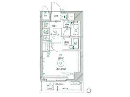 リクレイシア菊川(1K/3階)の間取り写真