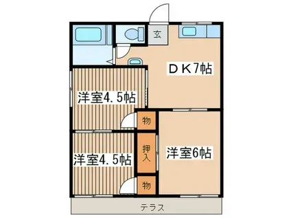 小野ハイツB(3DK/1階)の間取り写真