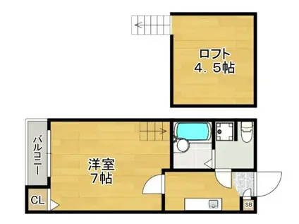 ベネフィスタウン井尻1(1K/2階)の間取り写真