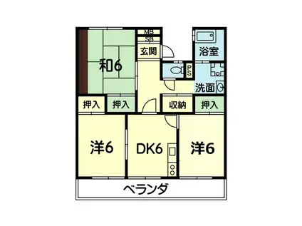 ラ・フレーズ帯山(3DK/4階)の間取り写真