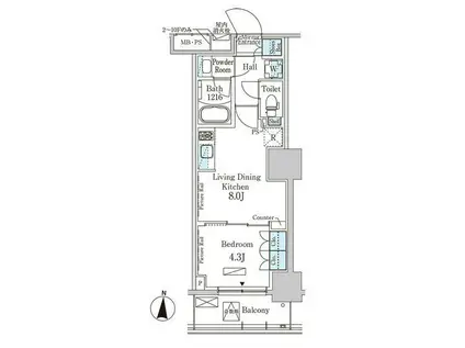 パークアクシス錦糸公園(1LDK/9階)の間取り写真