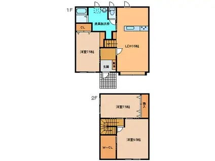 ＪＲ根室本線 札内駅 徒歩16分 2階建 築25年(3LDK/1階)の間取り写真