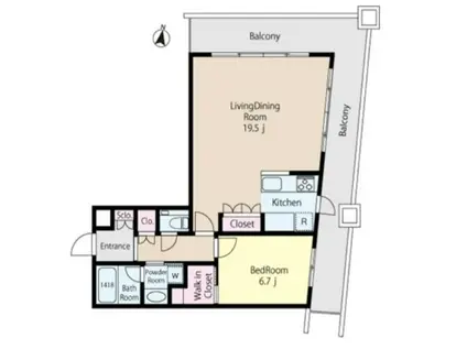 エポノーク市ヶ谷(1LDK/9階)の間取り写真