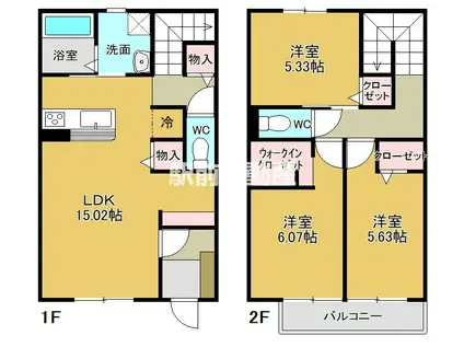 LAVIE BELLE B棟(3LDK/1階)の間取り写真