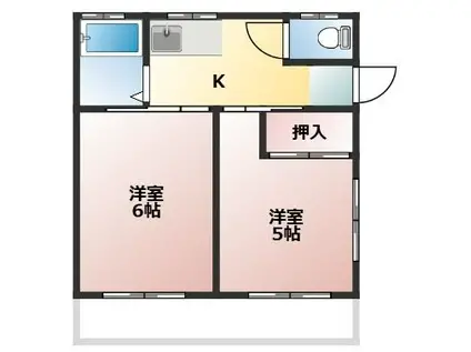 ビューハイツ(2K/1階)の間取り写真