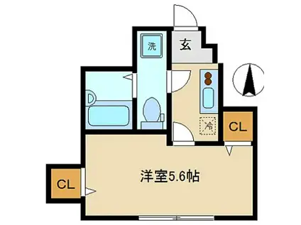 UVAS方南町(1K/1階)の間取り写真